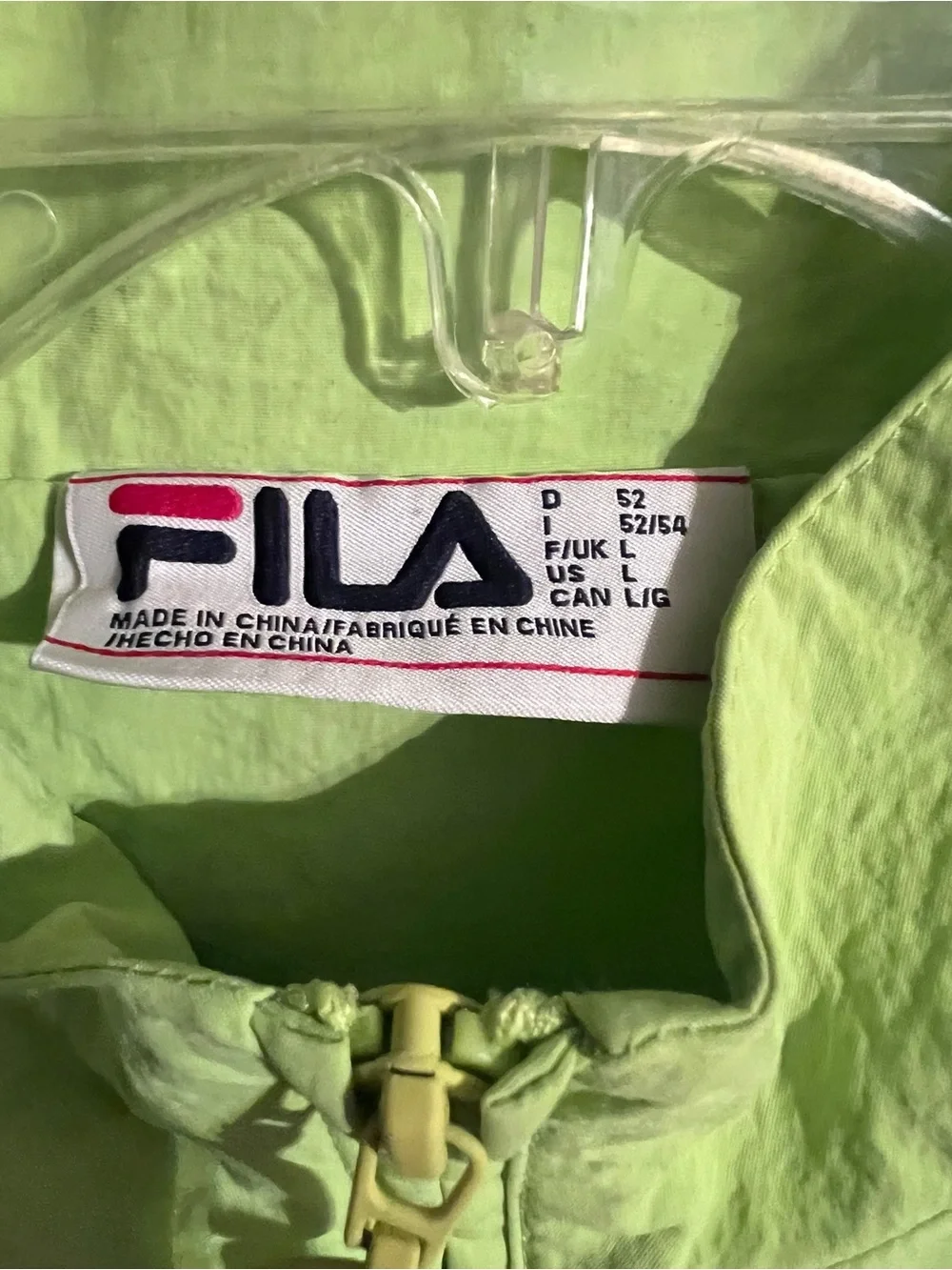Fila Bright Lime Hooded Jacket with Logo Tag